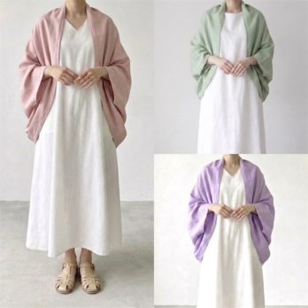 国産Wガーゼ◇全3色ペールカラー◇マーガレットカーデ◇ノンホルマリン加工◇