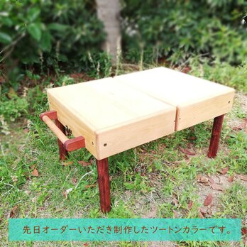 木製 キャンプ テーブル　トランク ミニ　キャンプ 受注制作  折りたたみ  アウトドア ピクニック 木 ソロキャンプの画像