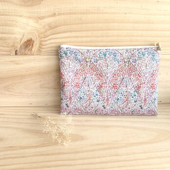 ☆リバティ　20ｃｍファスナー　フラットポーチ　ポケット付　＜Ianthe Blossom＞(アイアンシブロッサム)の画像