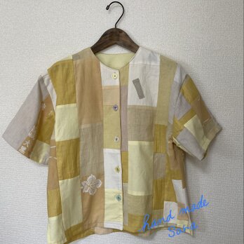 レモン色✳︎麻と綿Pシャツの画像