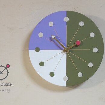 MUU CLOCK TRICOLO 特別色(Mossgreen-Violet) おしゃれなデザインの時計　インテリア　壁掛け時計の画像