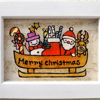 送料無料*ステンドグラス風*クリスマス･ソリ･ハンドメイド♪の画像