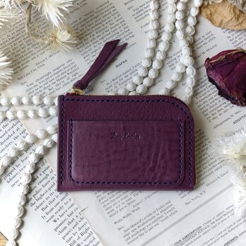 イタリア革のカードケース／紫の画像
