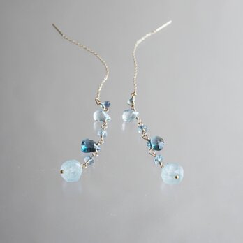 Blue Beauty チェーンピアスK10YGの画像