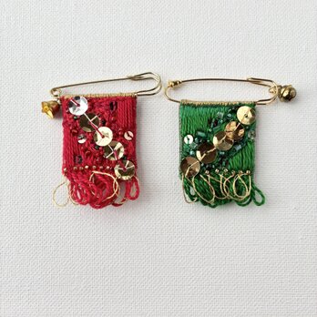 "Call the wind"  風を呼ぶお守り　刺繍カブトピンブローチ