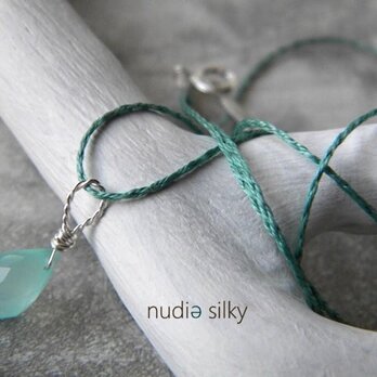 シルクネックレス「ブルーグリーンカルセドニー」silver925