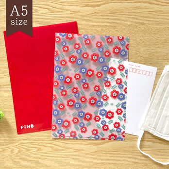 アネモネのクリアファイル〈A5サイズ〉書類整理 マスクケース クリアホルダー 透明 文具 雑貨 花柄 おしゃれ 可愛いの画像