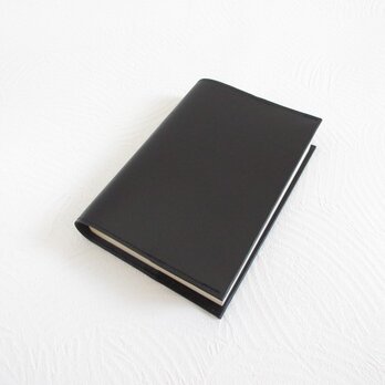 ゴートスキン・文庫本サイズ対応・一枚革のブックカバー・ブラック・0721の画像
