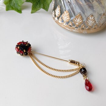 vintage crystal brooch pin (golden color) 【ﾋﾟﾝﾌﾞﾛｰﾁ】【ﾊｯﾄﾋﾟﾝ】の画像