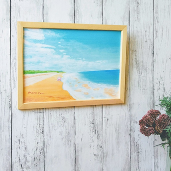 『More fun』 アート ポスター 海 夏 空 風景画  絵 絵画 風水 水彩画 インテリア 海の絵 壁掛け A4の画像