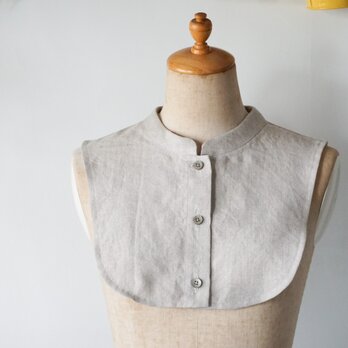 リネン生地シャツ型台襟の付け襟の画像