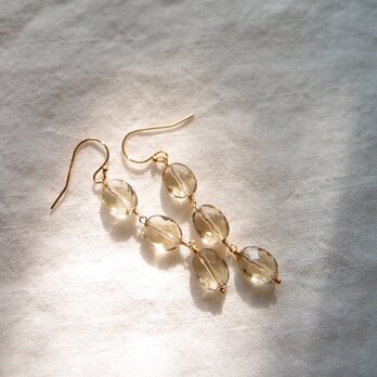 【K14gf】Lemon Quartz Earrings／レモンクォーツ ロングピアスの画像