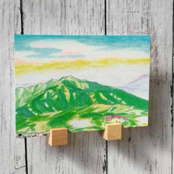 【選べる3枚】『白山からの朝 』 ポストカード 山 登山 朝日 絵 絵画 風水 水彩画 風景画 インテリア ハガキの画像