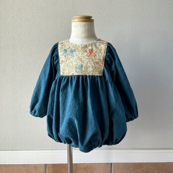 （８０ｃｍ）puffed sleeves romper／William Morris／Iris・Creamの画像