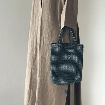 尾州WOOLジャガード織　ミニトートバッグ　グリンの画像