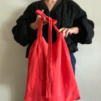 European linen bag (scarlet)の画像