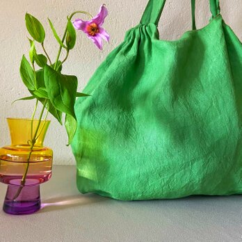European linen bag (apple green)の画像