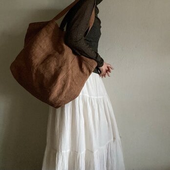 canvas linen tote bag (kakisibuiro)の画像