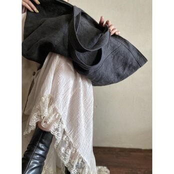 canvas linen tote bag (navy black)の画像