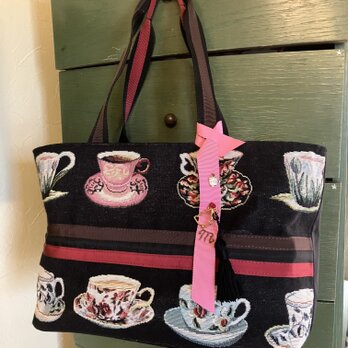 ゴブラン織りバッグーTeacup赤茶