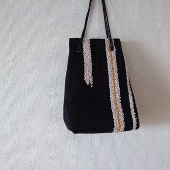 ｢TATAMI drawstring bag｣   縦型巾着 マチもたっぷり 畳織り鞄  手持ち肩掛けお好みで♪の画像