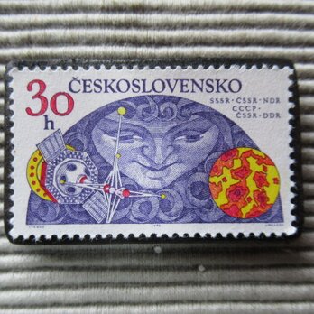 チェコスロバキア　宇宙切手ブローチ8223の画像