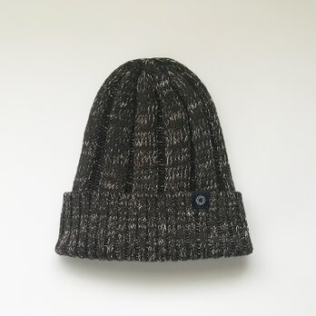 BISYU WOOL×フレンチリネン ニット帽 ブラウン杢の画像