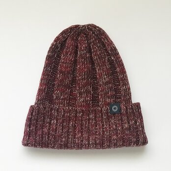 BISYU WOOL×フレンチリネン ニット帽 ワイン杢の画像