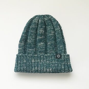 BISYU WOOL×フレンチリネン ニット帽 ブルー杢の画像