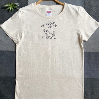 珈琲好きのオオカミTシャツ  -no coffee no life-  【Girls M】の画像