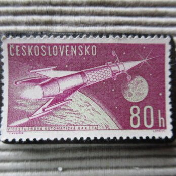 チェコスロバキア　宇宙切手ブローチ8231の画像