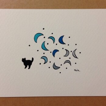 ポストカード 黒猫散歩(月のほこり) 2枚の画像