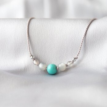 Turquoise＆Gray-Moon Short Necklaceの画像
