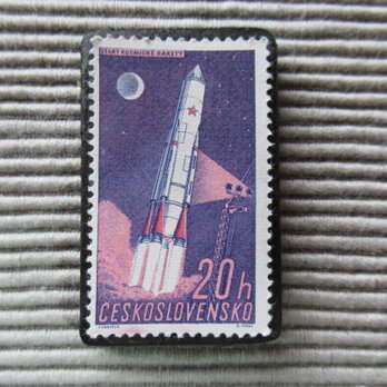チェコスロバキア　宇宙切手ブローチ8243の画像