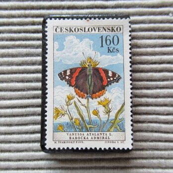チェコスロバキア　蝶切手ブローチ8252の画像