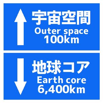 道路標識風 宇宙空間 地球コアまでの距離 おもしろ UVカット ステッカーの画像