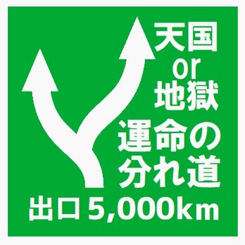 高速道路標識風 天国or地獄 運命の分れ道 おもしろ UVカット ステッカーの画像