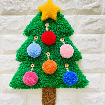 もこもこクリスマスツリー　H40cm タペストリー　壁掛け　Xmas クリスマス　誕生日　知育玩具の画像