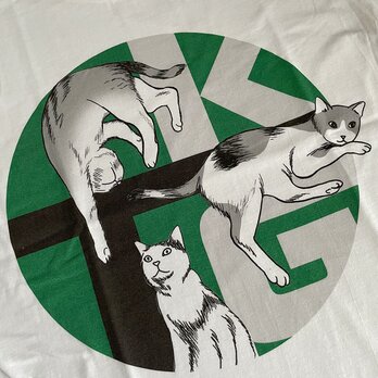 ゆるい猫さんKTG　Tシャツ(グリーン系)の画像