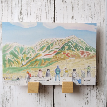 【選べる3枚】『立山室堂にて』 ポストカード 山 登山 立山 秋 紅葉 絵 絵画 風景画 水彩画 ハガキ インテリアの画像