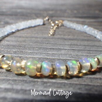 14kgf＊Opal & Moonstone Bracelet　オパール＆ムーンストーン☆アジャスターの画像