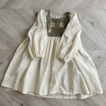 （１２０ｃｍ）puffed sleeves dress／William Morris Pimpernel brownの画像