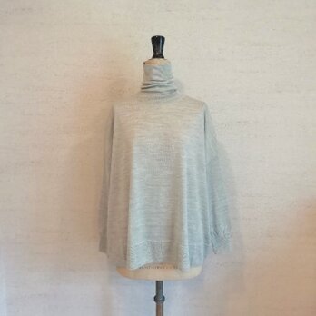 【再再再…販♡】ウール混家庭で洗えるボトルネックプルオーバー  TOPライトグレーの画像