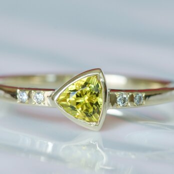 K10製　イエロートルマリンとダイヤモンドのリングの画像