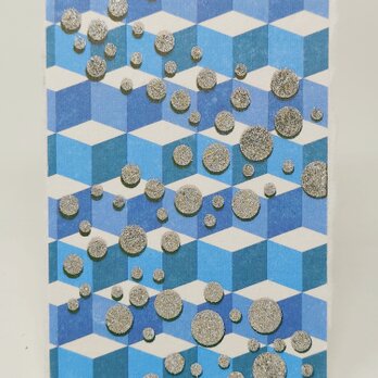 ギルディング和紙葉書　しゃぼん玉青　金銀混合の画像