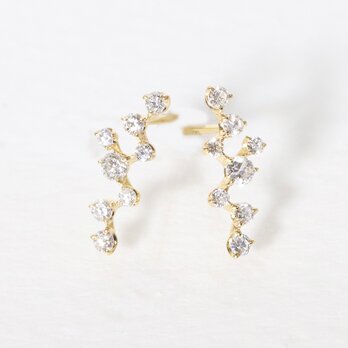 k18 天然ダイヤモンド 0.11ct デザインピアス pierced earrings  YG WG PG アシンメトリー 星の画像