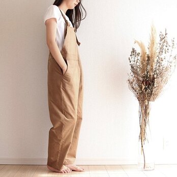 コーデュロイのサロペットパンツ 濃ベージュ  No.241の画像