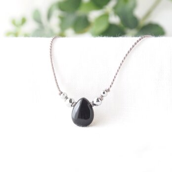 Pear Shaped Short Necklace（モリオン×ヘマタイト）の画像