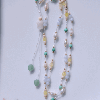 　金具不使用　long  silk necklace　すずらん　ゆらゆらラリエットの画像