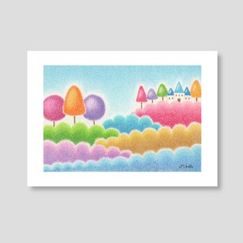 雲の王国(2Lサイズ。色鉛筆画。複製画)の画像